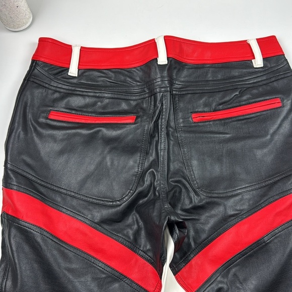 NWT FREE PEOPLE - We The Free - Colour Block Rebel Moto Racing Vegan Pants - Picture 6 of 12